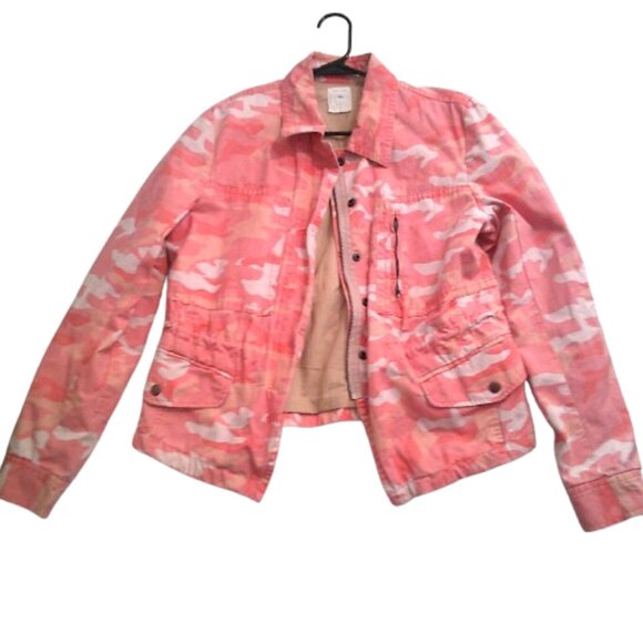 Gap Womens Printed utility jacket Camoflage Pink Camo Size Large - Picture 4 of 5